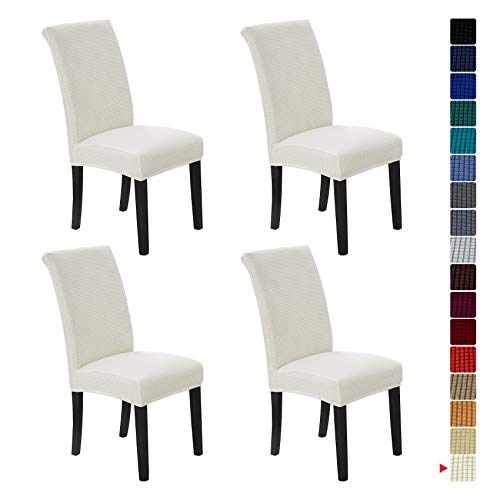 Removable Stretch Dining Chair Covers, Set of 4 - Ivory