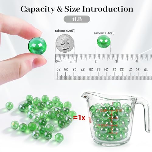 Forest Green Glass Marbles 1 LB - 0.63 Inch Decorative Vase Fillers