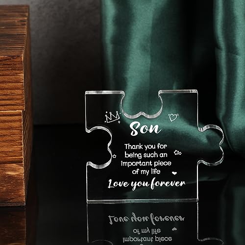 Gifts for Son from Mom - Acrylic Puzzle Plaque (son) – 8.5x7x1 cm