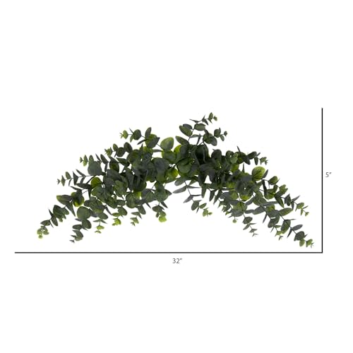 32-Inch Artificial Eucalyptus Crescent Swag, Realistic Green Foliage