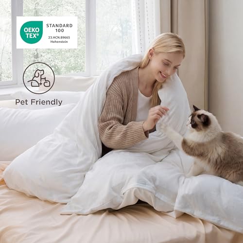 Bedsure White Queen Duvet Cover Set - 3 Piece Soft Microfiber Bedding