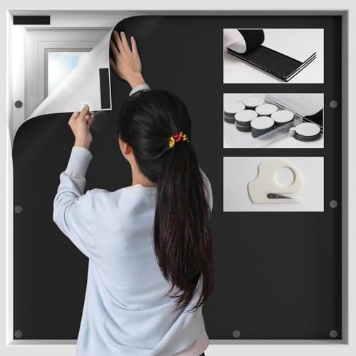 Portable Magnetic Blackout Curtains - 39x57 Inch, No Drill, Cuttable Shades for Total Darkness