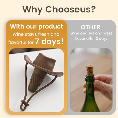 Cowboy Hat Wine Stoppers Set of 2 – Silicone Bottle Sealers, Funny Gift for Men & Women