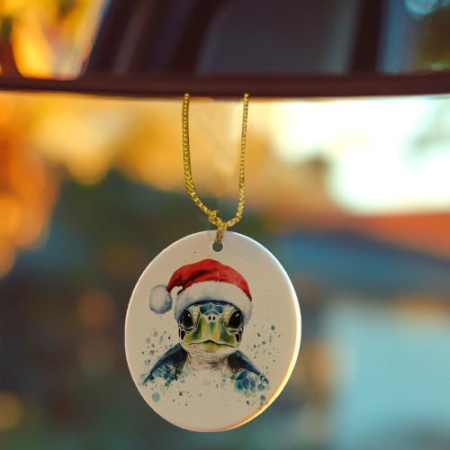 Shiviody Coastal Santa Sea Turtle Christmas Ceramic Ornament - Holiday 17