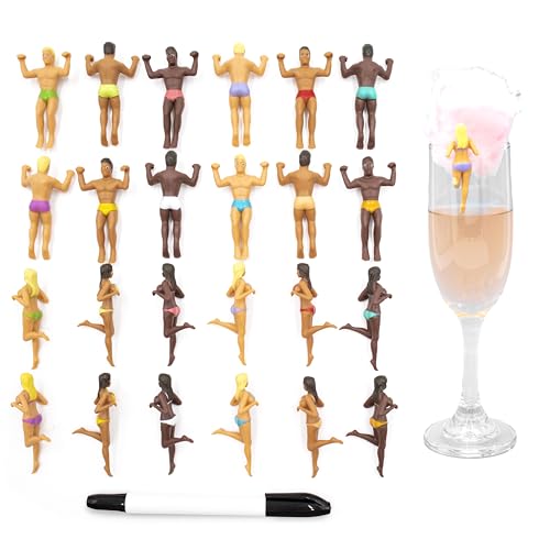 NPW Drinking Buddies Party Drink Markers & Wine Glass Charms - Customizable, 24 Pack