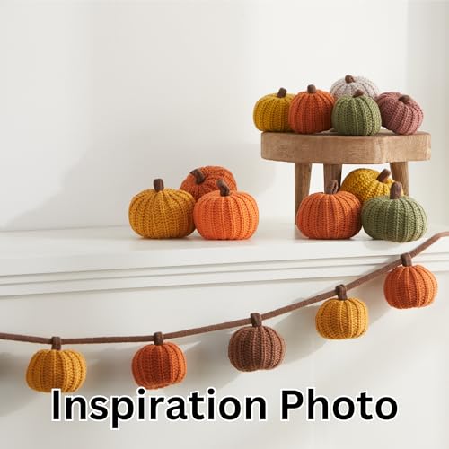 Mini Knit Pumpkins Set of 5, Fall Farmhouse Tier Tray Decor