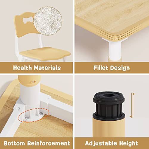 Adjustable Kids Table and 6 Chairs Set - Durable HDPE Activity Furniture