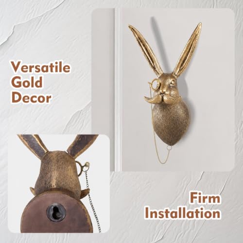 Gold Animal Head Wall Sculpture Modern Resin Wall Decor for Home Office