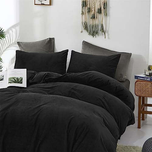 Black Velvet Full Comforter Set - 3 Piece Bedding Set
