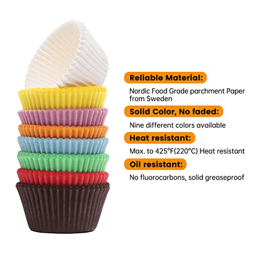 Rainbow Mini Cupcake Liners - 400 Pcs Christmas Baking Cups with Food-Grade Parchment