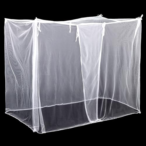 White Rectangular Bed Canopy Mosquito Net - 75 x 35.5 x 60 Inch Fine Mesh