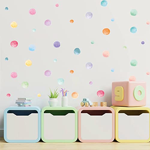 123 Pcs Pastel Polka Dot Wall Stickers, Colorful Round Vinyl Decals