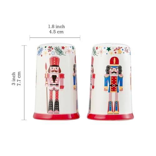 Bico Christmas Soldier Ceramic Salt & Pepper Shaker Set - Kitchen Decor, Dishwasher Safe