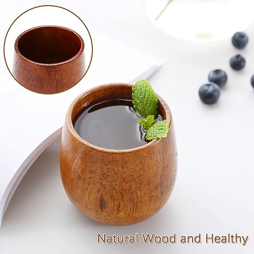 Musoxian Wooden Tea Cups 4 Pack - Natural Solid Wood Coffee & Tea Mug, 100-200ml, Hand-made