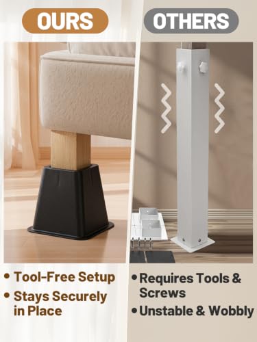 Heavy Duty 4-Inch Bed & Furniture Risers (4 Pack, 3000 lbs Capacity)