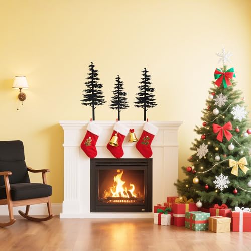 Farmhouse Metal Pine Tree Decor - Rustic 3-Piece Black Centerpiece (Variation: Detailed Pine)