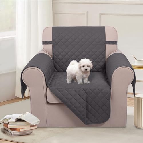 Reversible Recliner Chair Cover - Dark Grey, 23" Armchair Protector, Washable & Water Repellent