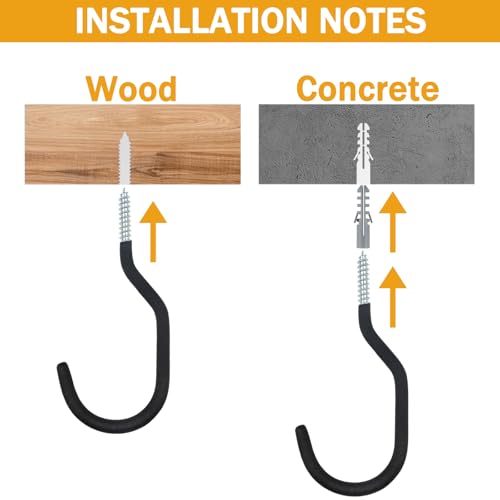 Heavy Duty Screw Hooks 8-Pack for Garage Storage and Bikes
