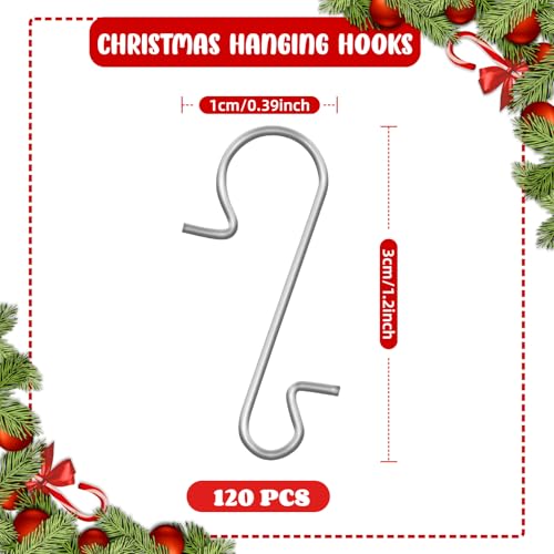 120PCS Stainless Steel S-Shaped Ornament Hooks for Christmas