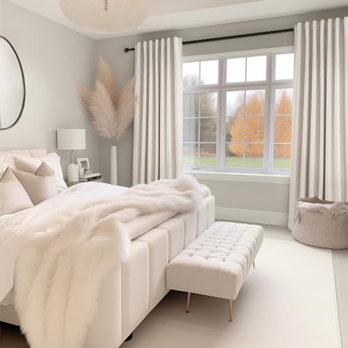 Linen Blackout Curtains 96 Inch Long - Thermal Drapes, 2 Panels (52" x 96")
