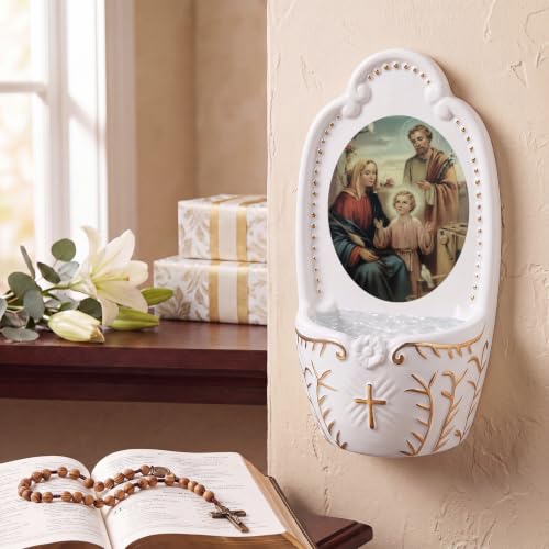 Holy Family Holy Water Font for Wall - Resin Religious Wall Decor