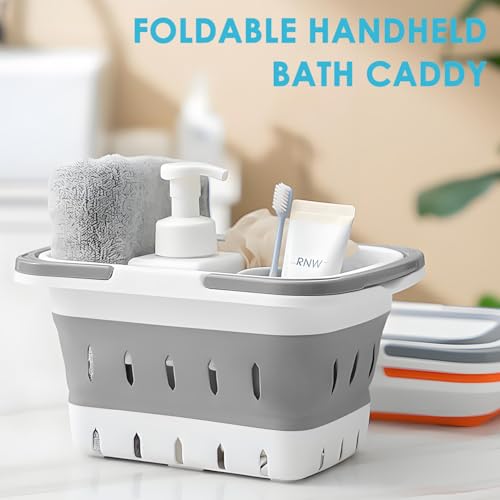 Collapsible Plastic Shower Caddy Tote – Portable Foldable Storage Basket with Drainage Holes & Handles for Bathroom, Gym & Travel