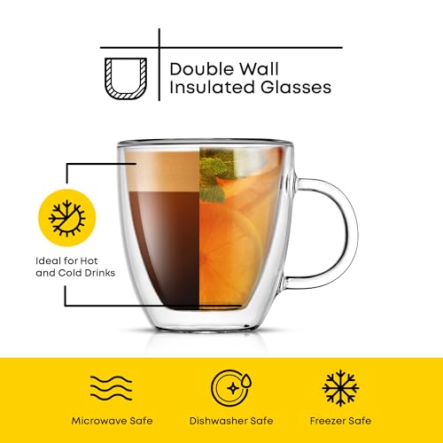 Double Wall Insulated Espresso Mugs - 5.4 Ounce Glass Set of 2