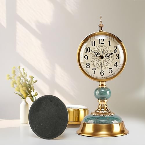 6-Inch Victorian Vintage Mantel Clock, Silent Ceramic and Metal Desk Clock