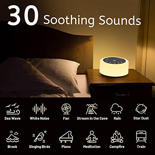 White Noise Sleep Sound Machine with 30 Soothing Sounds & 12 Color Night Light