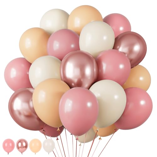 65pcs 12-Inch Pink and Rose Gold Balloon Set for Parties