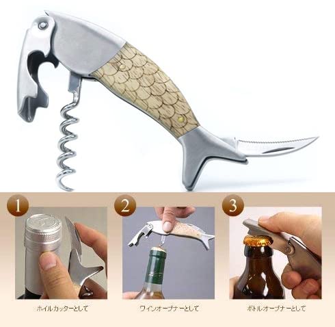 FAFAXOXO Unique Fish Corkscrew Wine Opener - Professional Waiters Bottle Opener