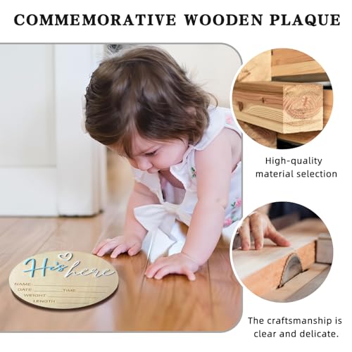 Wooden Baby Birth Announcement Sign - 5.9-Inch Newborn Photo Prop