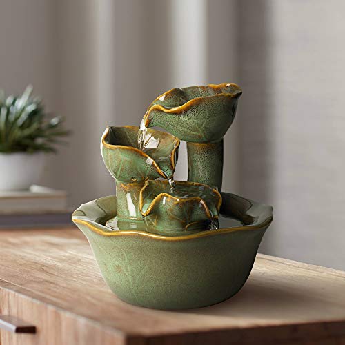 8-Inch Ceramic Tabletop Zen Water Fountain, Cascading 3-Tier Waterfall