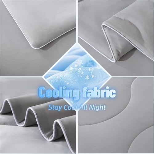 Cooling Comforter Queen Size - Lightweight Summer Blanket for Night Sweats, Grey