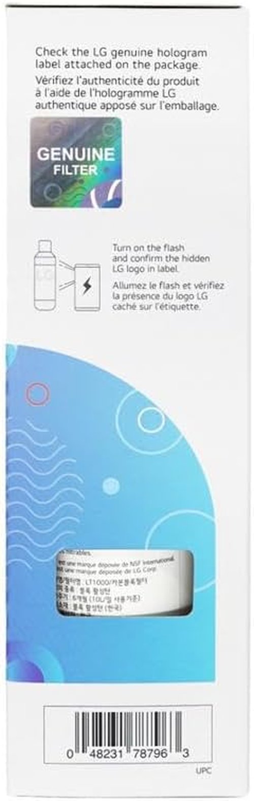 LG LT1000P Refrigerator Water Filter - 6 Month/200 Gallon Capacity, NSF Certified - White