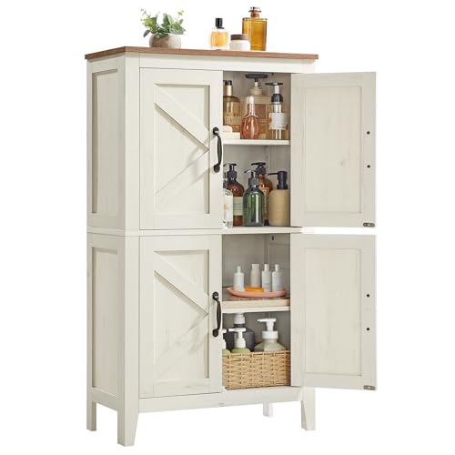 Rustic Farmhouse Storage Cabinet with Barn Doors and Adjustable Shelf