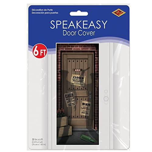 Beistle 2-Pack Speakeasy Door Cover, All-Weather Prohibition Era Hanging Decorations & Roaring 1920s Party Decor for Gatsby Themed Parties, 6' x 30"