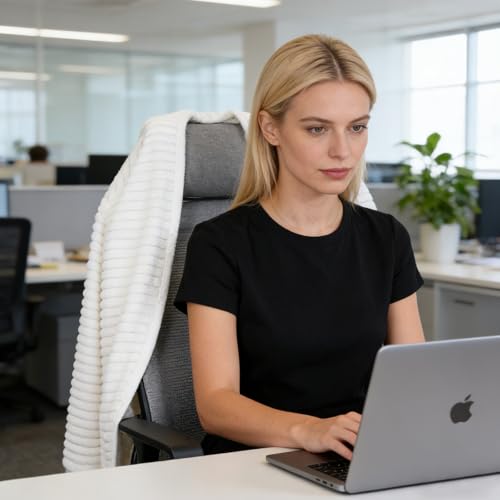Striped Flannel Office Chair Blanket, Wearable Desk Wrap for Work