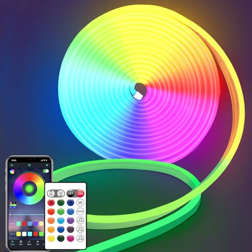 16.4ft RGB LED Neon Rope Lights, Flexible Waterproof Color-Changing Strip