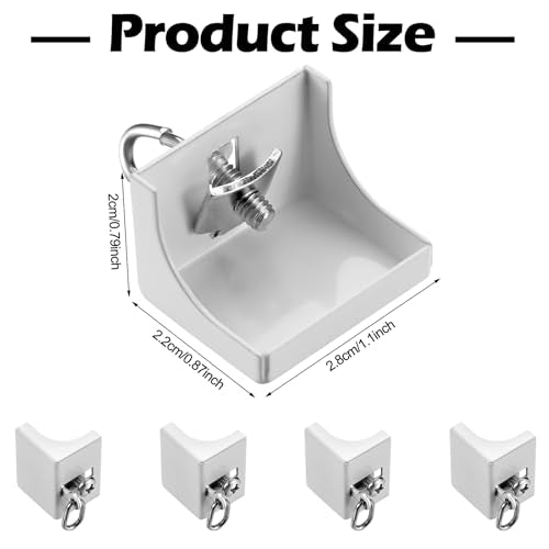 Iron Ceiling Curtain Track End Caps - 4-Pack White Drapery Stops