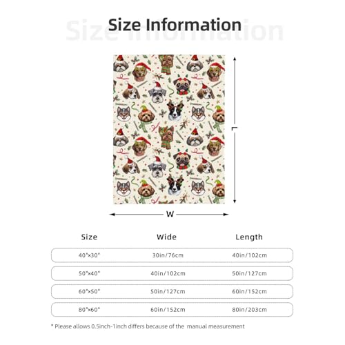 XYSKINO White 50x40 Inches Cute Christmas Dog Fuzzy Throw Blanket for Women Men Kids Cozy Fleece