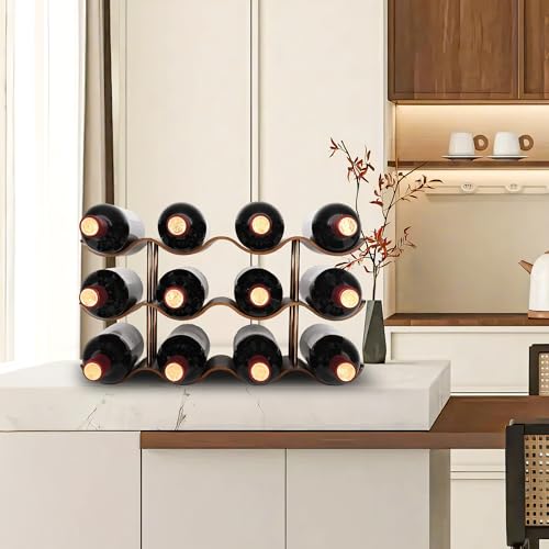 3-Tier Wooden Wine Rack - 12 Bottle Freestanding Countertop Wine Organizer