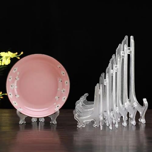 6-Inch Clear Plastic Easel Stands for Pictures and Plates - 12 Pack