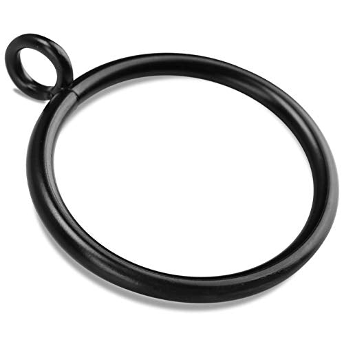 40-Piece Black Metal Curtain Rings with Eyelets for 1.25-Inch Rods