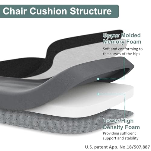Memory Foam Dining Chair Pads with Ties, Non-Slip Kitchen Seat Cushions, Black