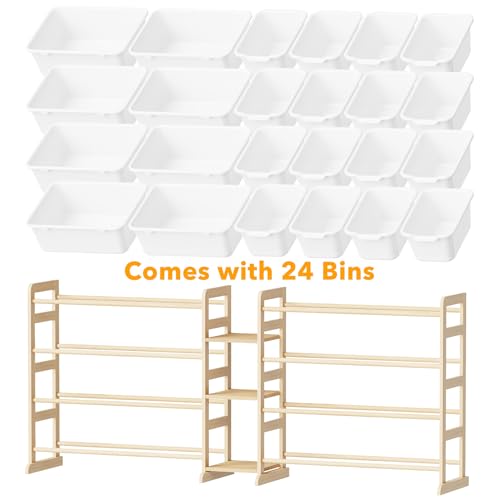 Large Kids Toy Storage Organizer with 24 Bins and 3 Shelves, White