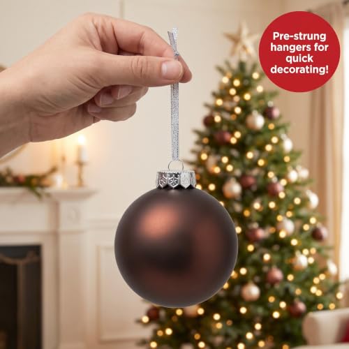 Sleetly Brown Christmas Ornaments Set 3.15in Matte Holiday Decor, 12 Pieces