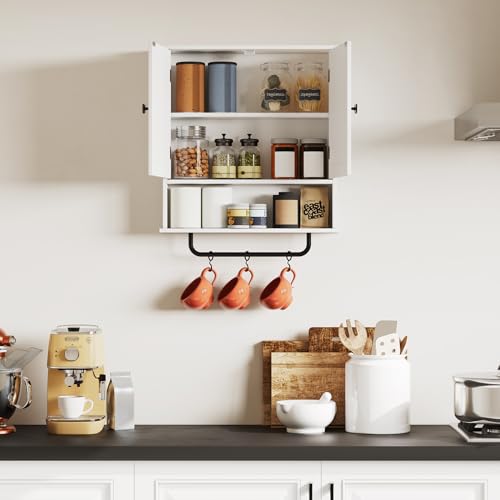 Wall Mounted Bathroom Medicine Cabinet with Towel Bar and Adjustable Shelf