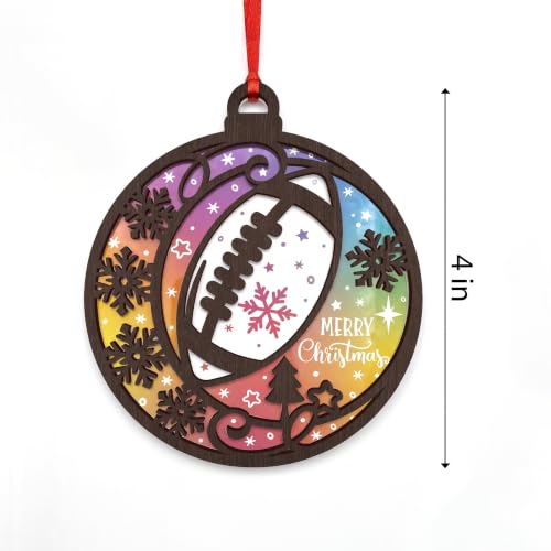 Football Christmas Ornament - 4 Inch Holiday Decor for Football Fans