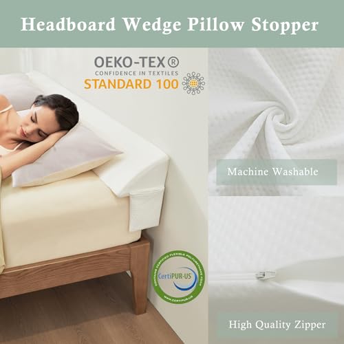 King Bed Wedge Gap Filler Pillow with Side Pockets - 76"x8"x6"